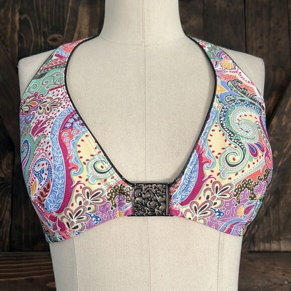 abs allen schwartz paisley halter bikini Set  Sz- Large - Picture 4 of 11